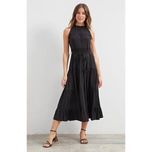 OLIVIA GREY Women's Halter Midi Dress Size L In Black